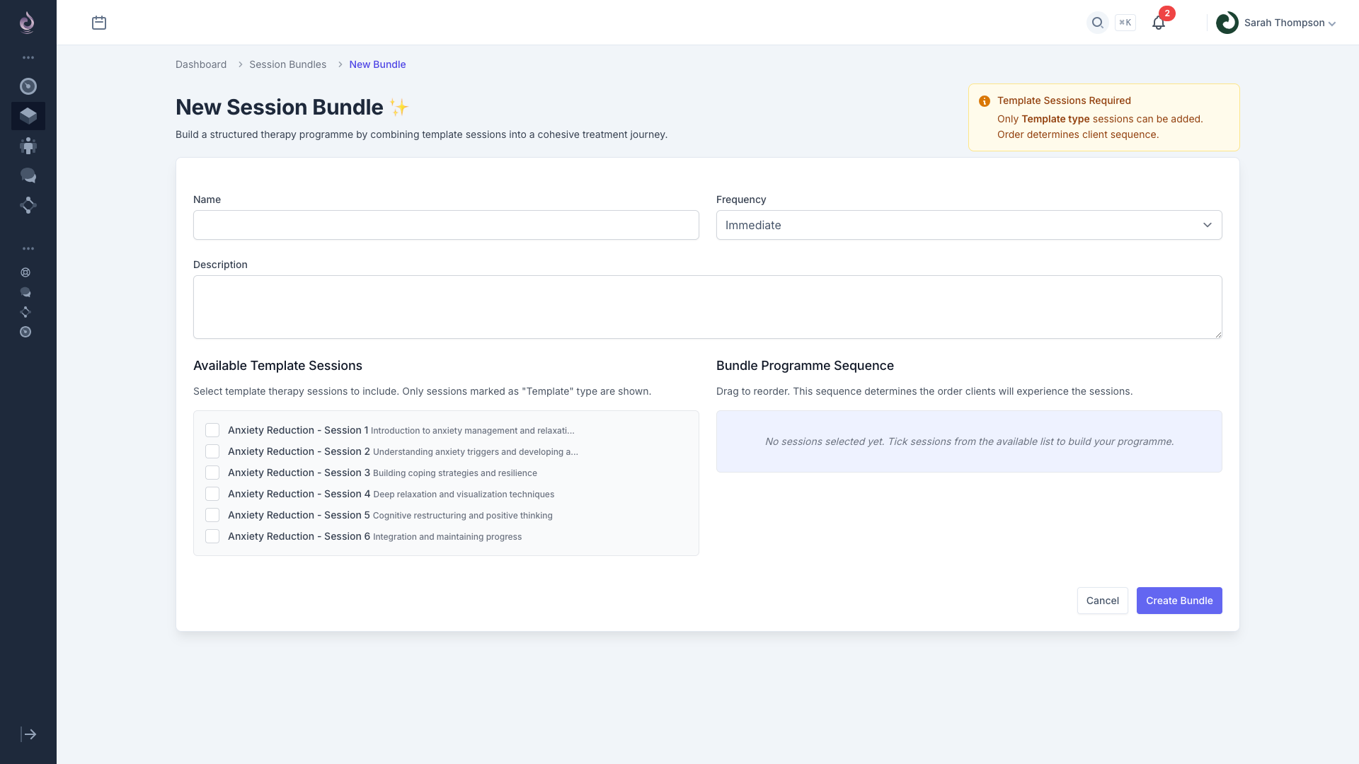 Create Session Package Template