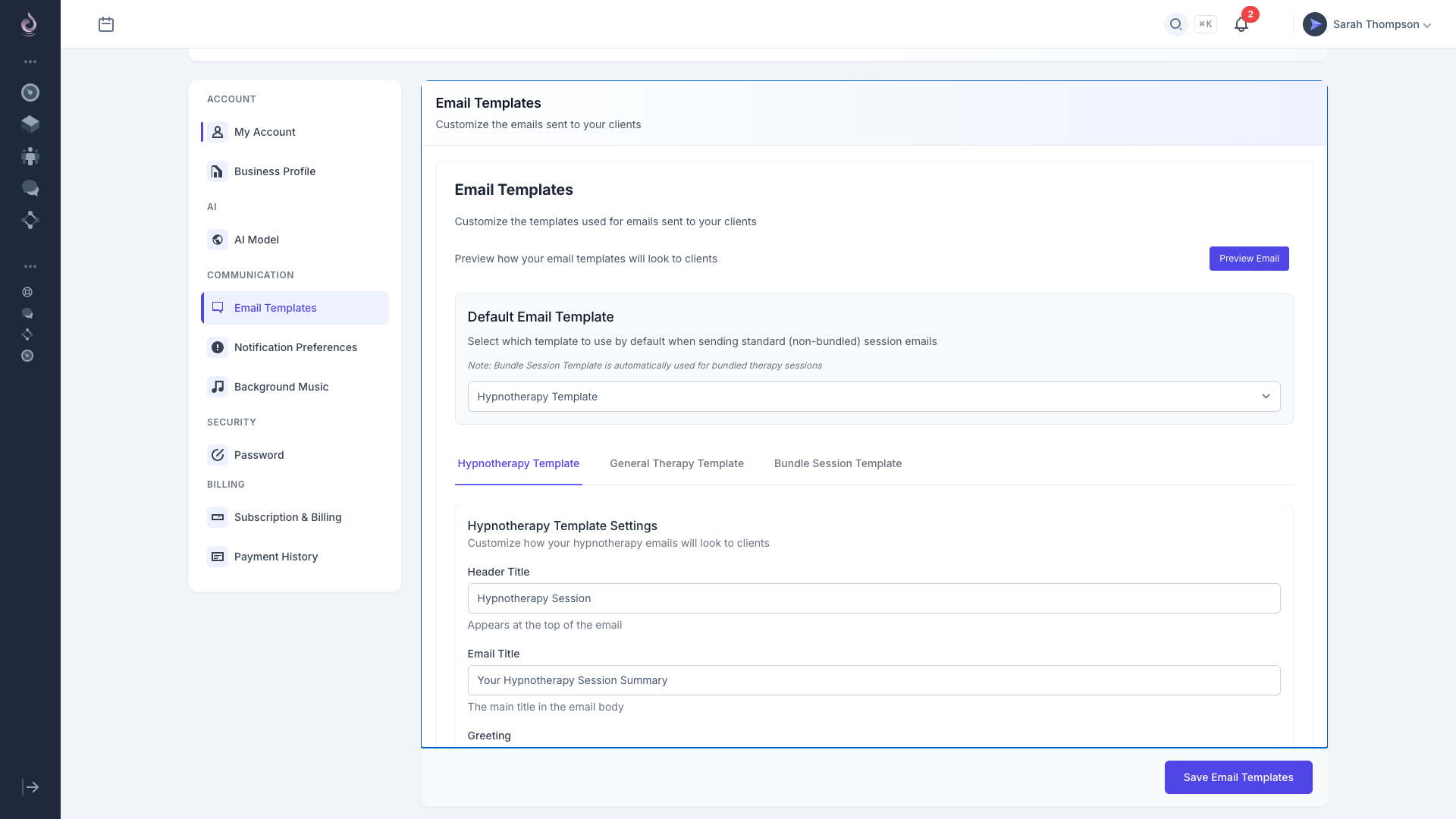 Customize Email Templates